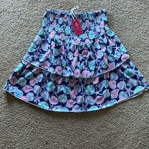 NWT Simply Southern Seashell Sand Dollar Tiered Ruffle Skirt Small
